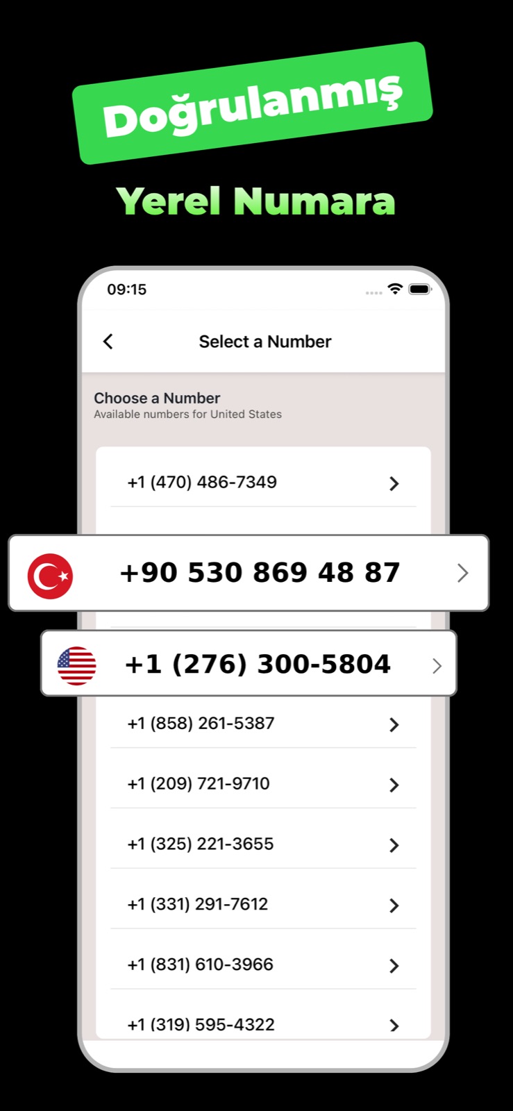 Numy’de yerel telefon numarası seçimi